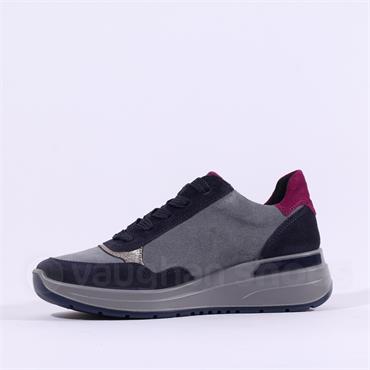 Ara Garda Side Zip Wedge Trainer - Grey Fuchsia