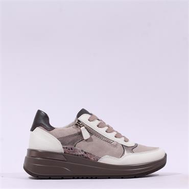 Ara Garda Side Zip Wedge Trainer - Snake Combi