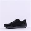 Ara Osaka Comfort Laced Trainer Side Zip - Black Patent Shimmer