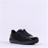 Ara Osaka Comfort Laced Trainer Side Zip - Black Patent Shimmer