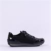 Ara Osaka Comfort Laced Trainer Side Zip - Black Patent Shimmer