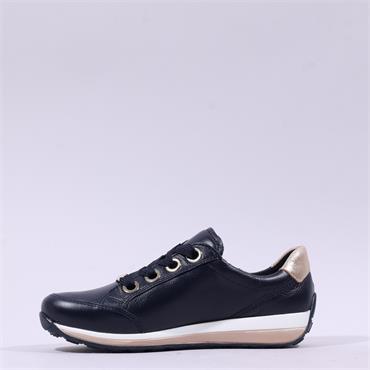 Ara Osaka Comfort Laced Trainer Side Zip - Dark Navy