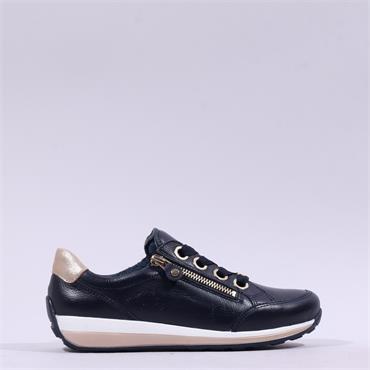 Ara Osaka Comfort Laced Trainer Side Zip - Dark Navy