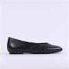 Gabor Jasie Low Pointed Flat Pump - Black Leather