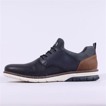 Rieker Men Laced Shoe - Navy Leather