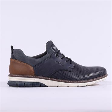 Rieker Men Laced Shoe - Navy Leather