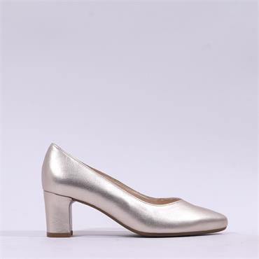 Gabor Helga Stacked Heel Court Shoe - Gold