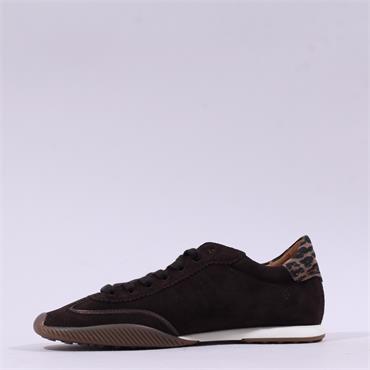 Gabor Estate T Toe Laced Trainer - Mocha Leopard