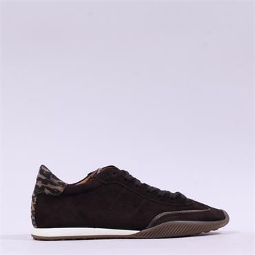 Gabor Estate T Toe Laced Trainer - Mocha Leopard