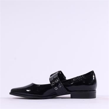 Marco Tozzi Apo Two Pin Mary Jane Pump - Black Patent