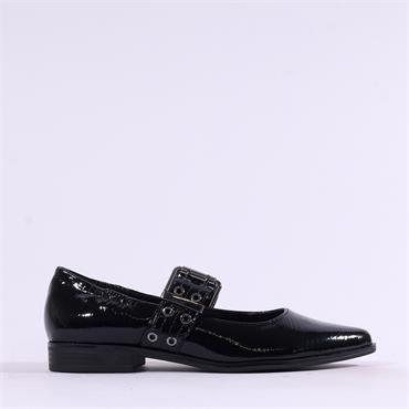 Marco Tozzi Apo Two Pin Mary Jane Pump - Black Patent