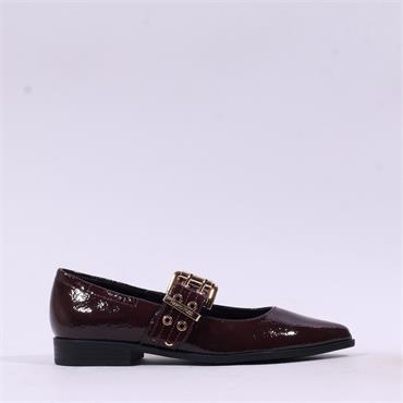 Marco Tozzi Apo Two Pin Mary Jane Pump - Bordeaux Patent
