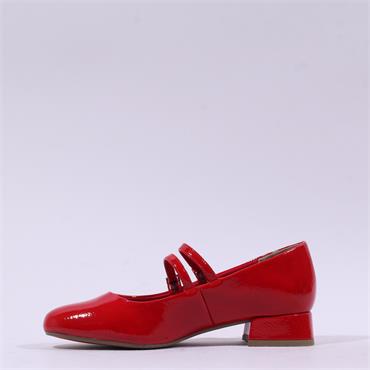 Marco Tozzi Wispar Mary Jane Block Heel - Red Patent