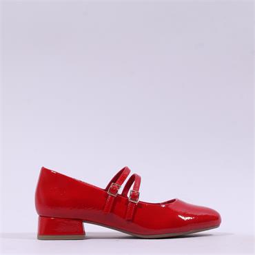 Marco Tozzi Wispar Mary Jane Block Heel - Red Patent