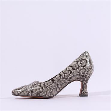 Marco Tozzi Nosca Pointed Toe Mid Heel - Beige Snake