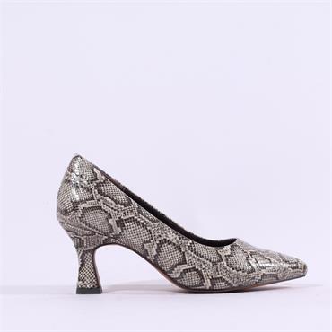 Marco Tozzi Nosca Pointed Toe Mid Heel - Beige Snake