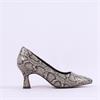 Marco Tozzi Nosca Pointed Toe Mid Heel - Beige Snake