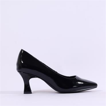 Marco Tozzi Nosca Pointed Toe Mid Heel - Black Patent