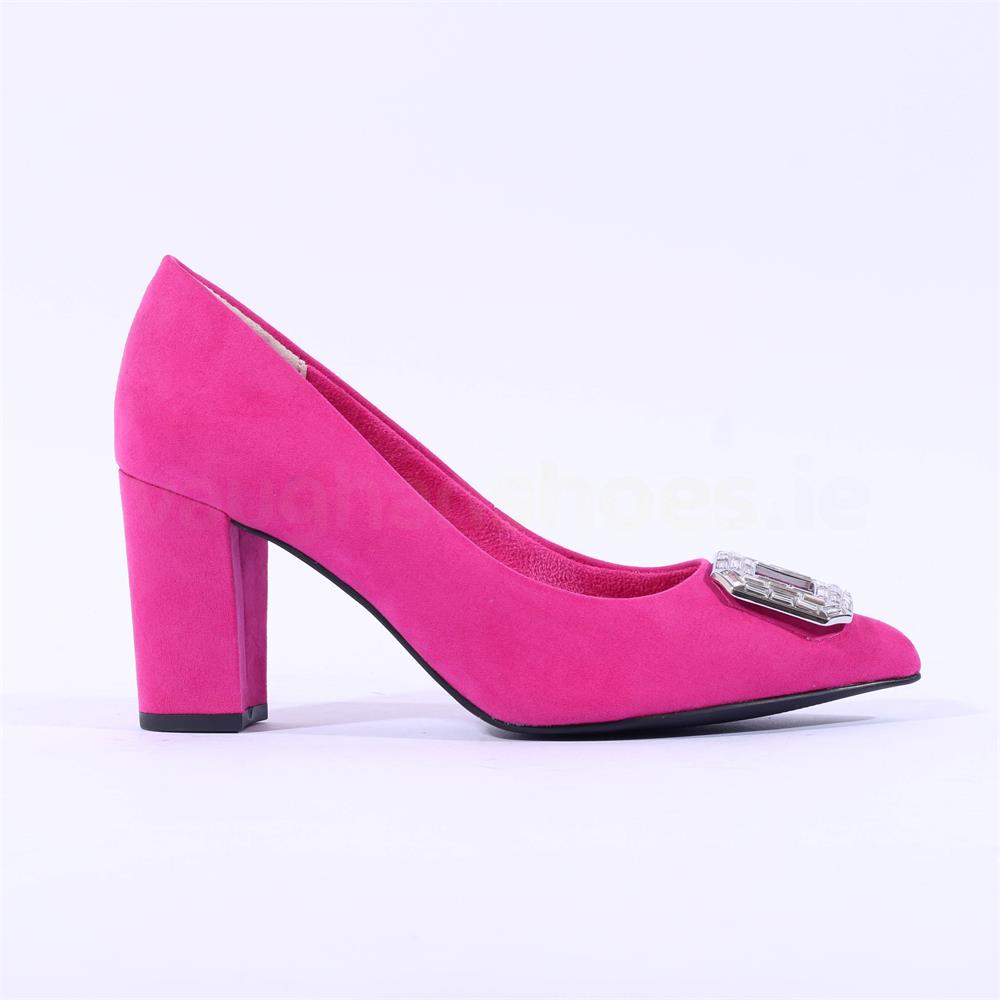 Marco Tozzi Masino Brooch Block Heel Pink Vaughan Shoes Ireland