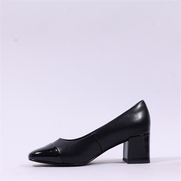 Marco Tozzi Bitto Toe Cap Block Heel - Black Combi
