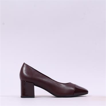 Marco Tozzi Bitto Toe Cap Block Heel - Bordeaux Combi
