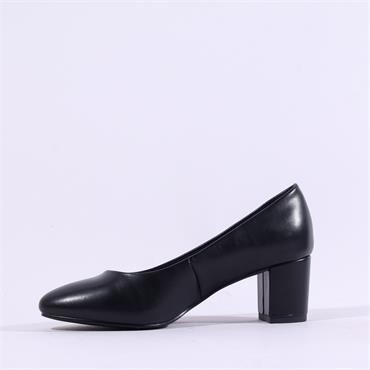 Marco Tozzi Walki Block Heel Court Shoe - Black