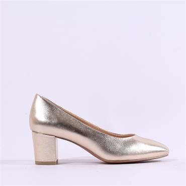 Marco Tozzi Walki Block Heel Court Shoe - Gold