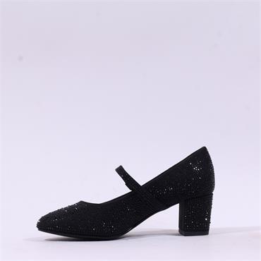 Marco Tozzi Walki Strap Block Heel - Black Glitter