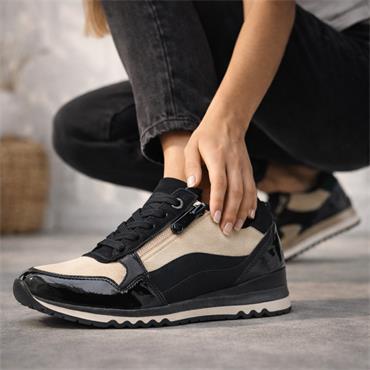 Marco Tozzi Bonallo Zip Lace Trainer - Black Combi