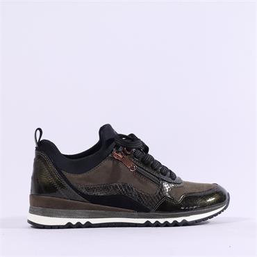 Marco Tozzi Bonallo Zip Lace Trainer - Black Khaki Combi