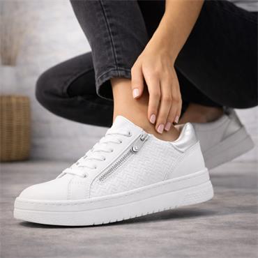 Marco Tozzi Ago Side Zip Trainer - White Combi