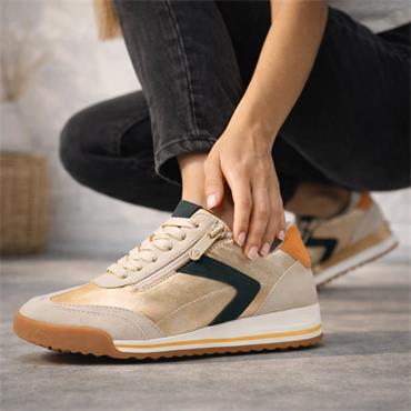 Marco Tozzi Grutti Side Zip Lace Trainer - Dune Combi