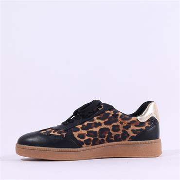 Marco Tozzi Bargi Sidezip Gum Trainer - Black Leopard