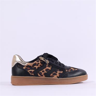 Marco Tozzi Bargi Sidezip Gum Trainer - Black Leopard