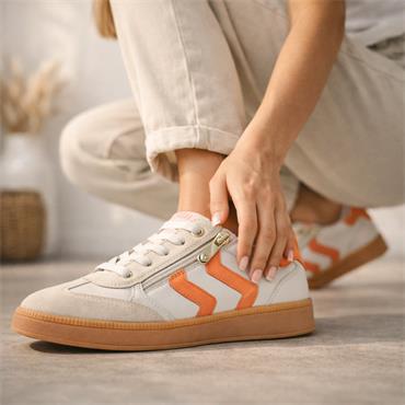 Marco Tozzi Bargi Sidezip Gum Trainer - Cream Orange