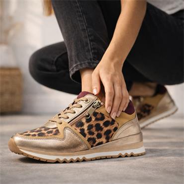 Marco Tozzi Bonallo Side Zip Trainer - Gold Leopard
