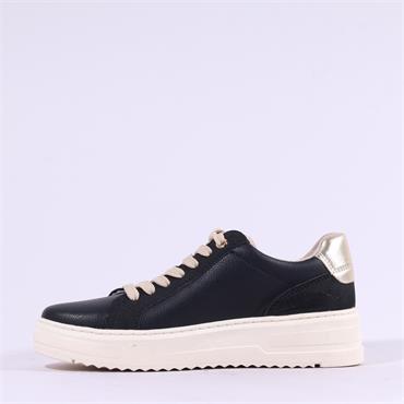 Marco Tozzi Vinova Sidezip Lace Trainer - Black Gold