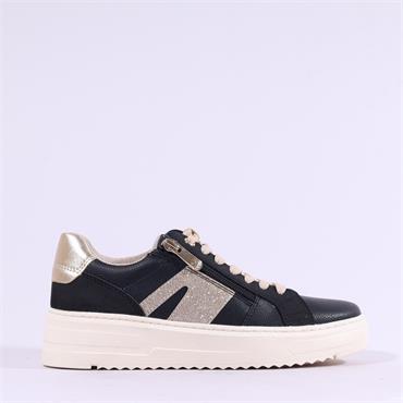 Marco Tozzi Vinova Sidezip Lace Trainer - Black Gold