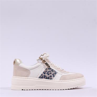 Marco Tozzi Vinova Side-Zip Trainer - Cream Leopard