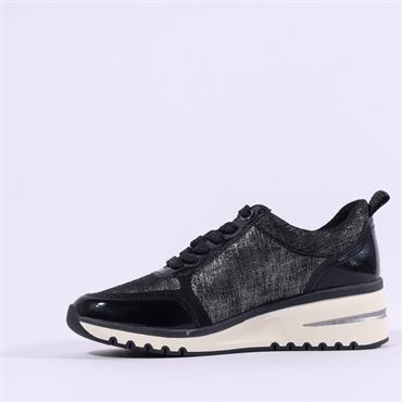 Marco Tozzi Virga Side Zip Wedge Trainer - Black Combi