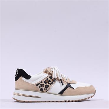 Marco Tozzi Yumina Side-Zip Lace Trainer - Beige Leopard Combi