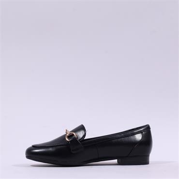 Marco Tozzi Sopi Slip On Low Heel Loafer - Black Gold