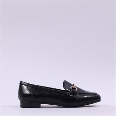 Marco Tozzi Sopi Slip On Low Heel Loafer - Black Gold