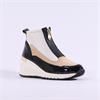 Marco Tozzi Magana Front Zip Wedge - Cream Black