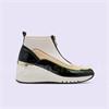 Marco Tozzi Magana Front Zip Wedge - Cream Black