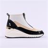 Marco Tozzi Magana Front Zip Wedge - Cream Black