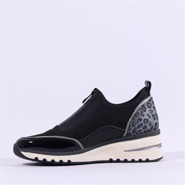 Marco Tozzi Virga Front Zip Trainer - Black Combi