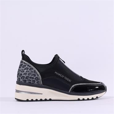 Marco Tozzi Virga Front Zip Trainer - Black Combi