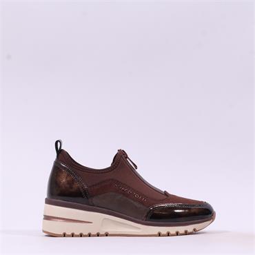 Marco Tozzi Virga Front Zip Trainer - Brown Combi