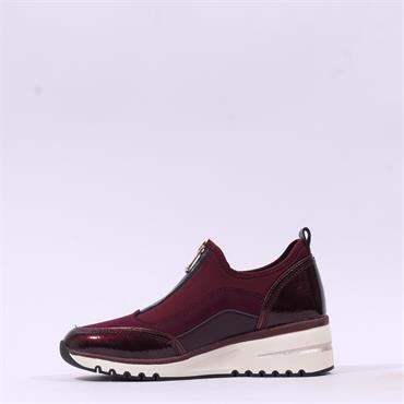 Marco Tozzi Virga Front Zip Trainer - Mulberry Combi